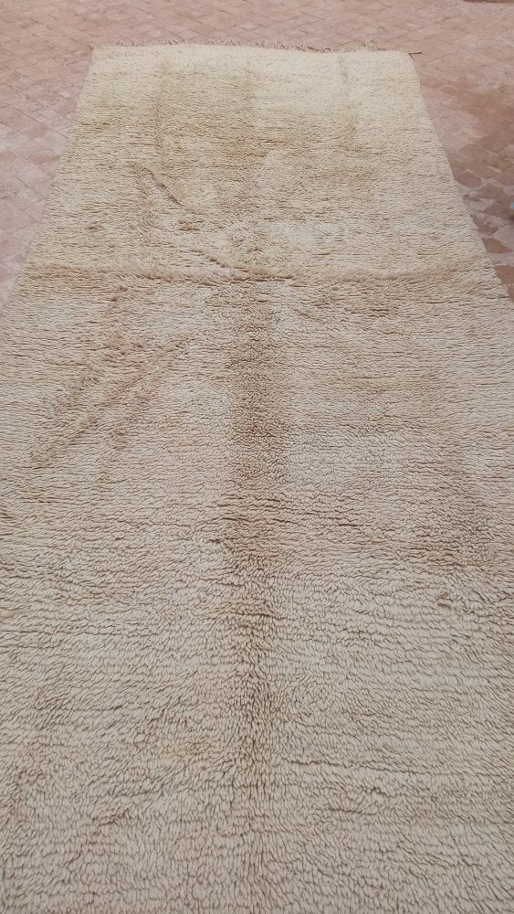 4 ft × 11 ft Vintage Moroccan Ivory outdoor Moroccan Rug - Heritage Handmade