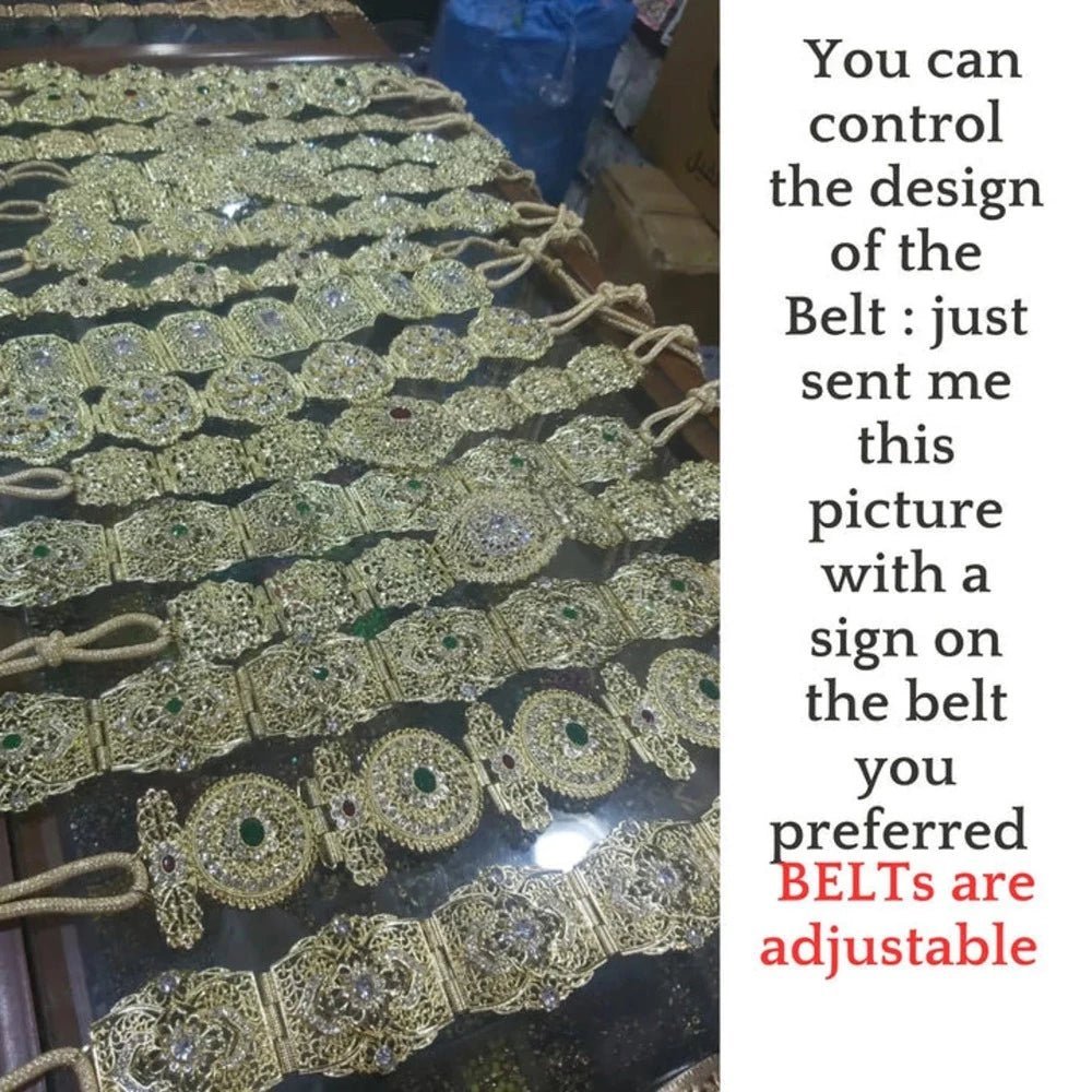 60s Vintage Moroccan Caftan set with luxury belt - Heritage Handmade