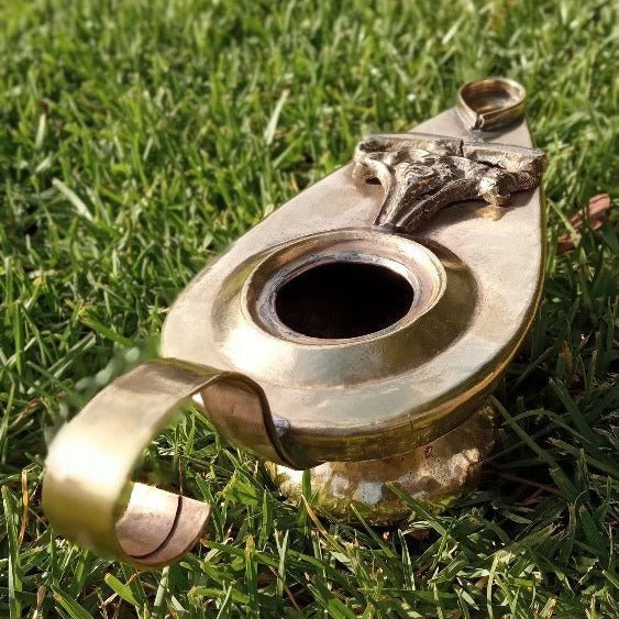 Antique Handmade Brass Aladdin Oil Lamp - Heritage Handmade