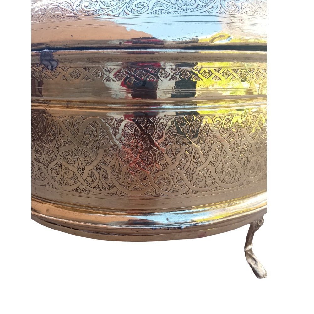 Antique Moorish Brass Tagine - Heritage Handmade