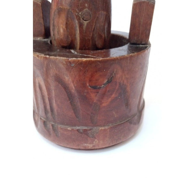 Antique Wishing Well with Bucket / Art wood miniature - Heritage Handmade