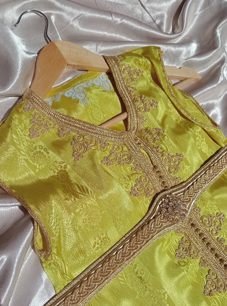 Embroidered Moroccan Sleeveless Kaftan for kids - Heritage Handmade