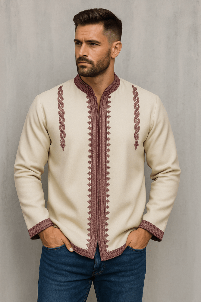 Túnica caftán marroquí bordada con DHL Express para hombre, color