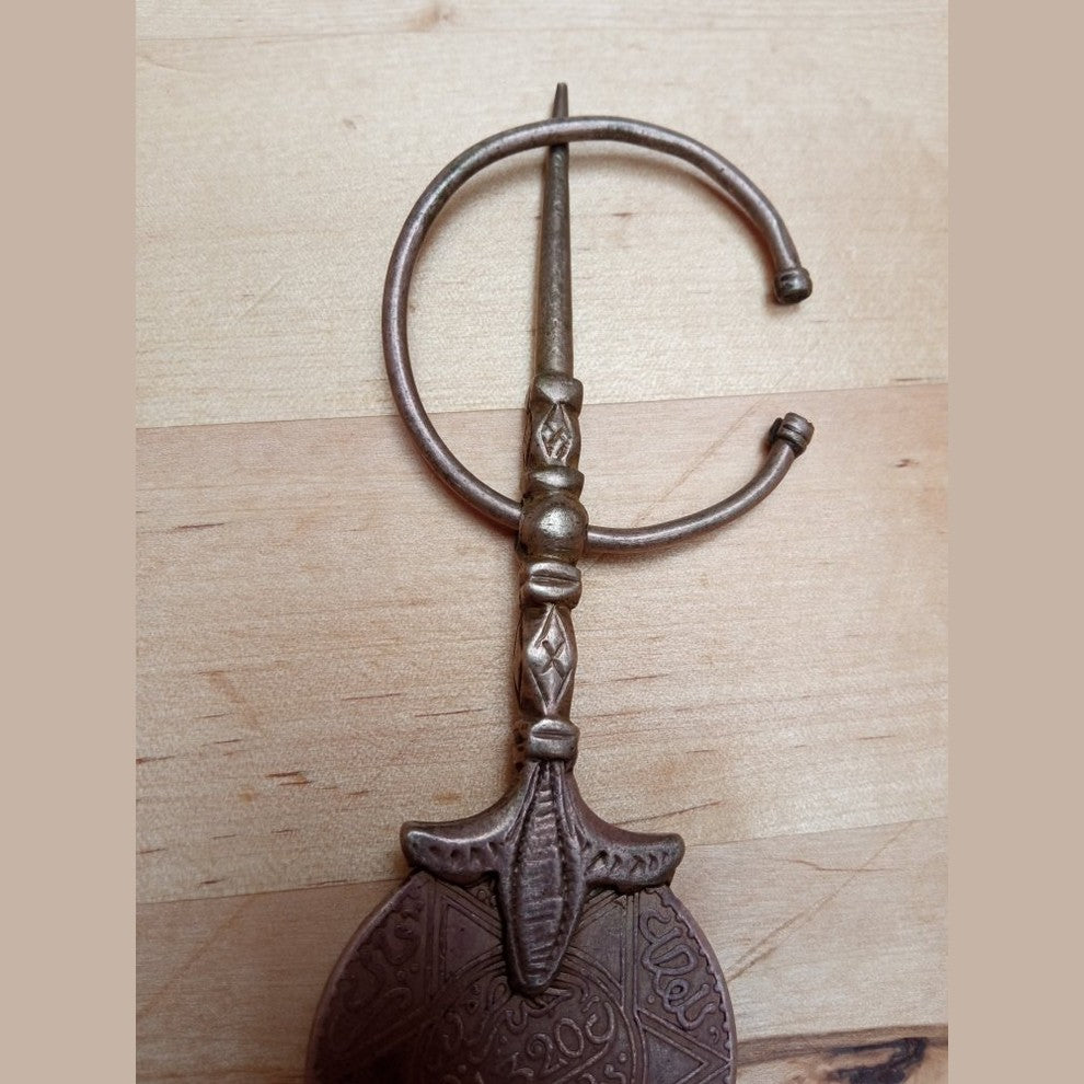 Fibula Pair Moroccan Berber Silver Fibula with Antique Coins