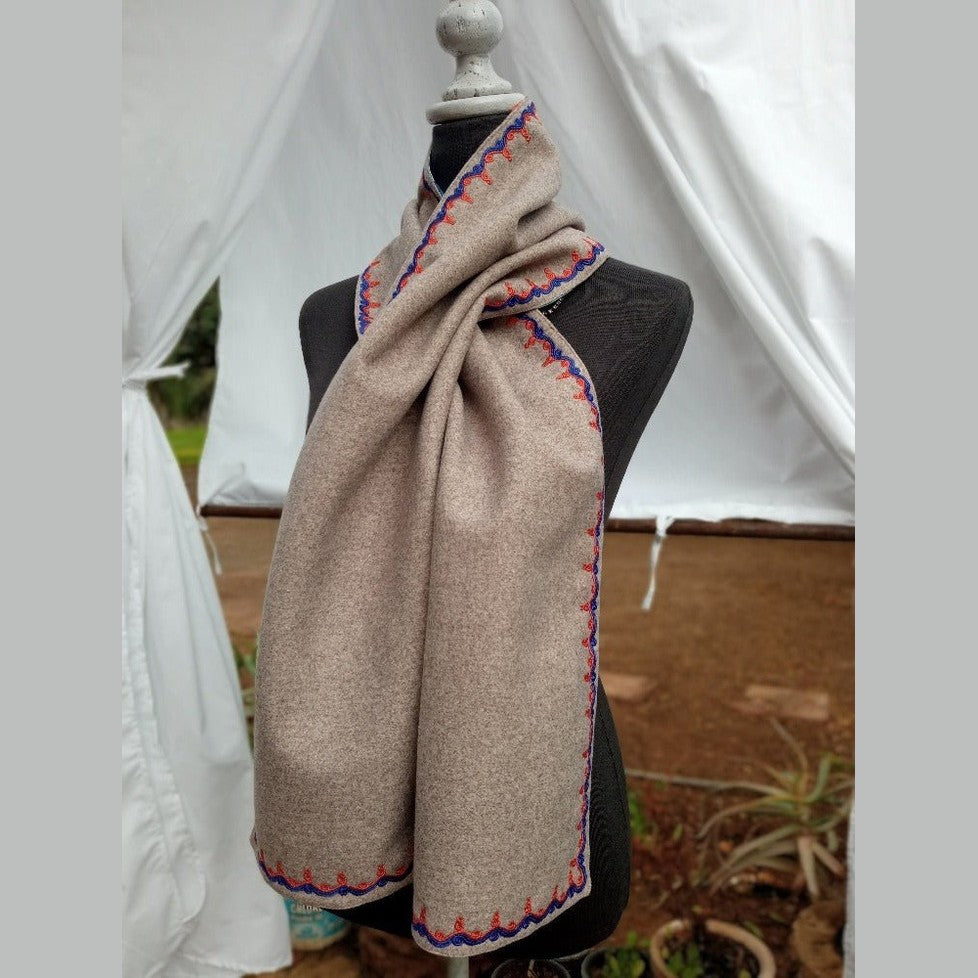 Luxury Embroidered Cashmere Scarf with Satin by Heritage Handmade - Heritage Handmade