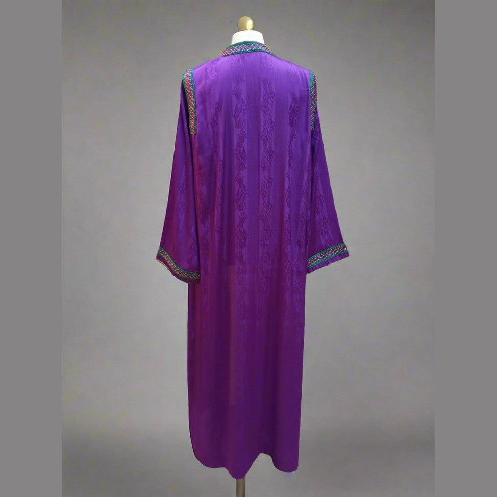 Luxury Moroccan purple silk blend kaftan for sale - Heritage Handmade