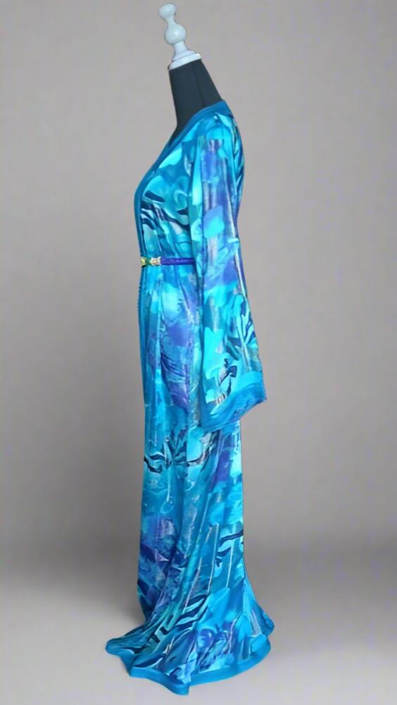 Luxury Vintage Blue Lace Caftan wedding dress for sale - Heritage Handmade