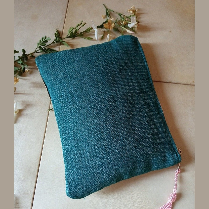 Moroccan pink embroidered makeup bag with tassel - Heritage Handmade