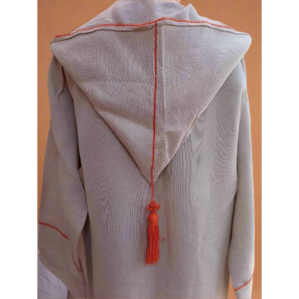 Natural embroidered Linen Djellaba for sale - Heritage Handmade