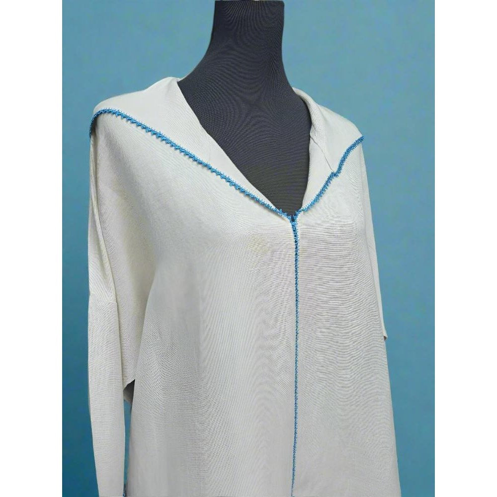 Natural embroidered Linen Moroccan Djellaba - Heritage Handmade