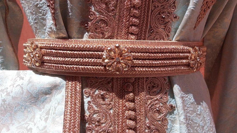 New Arrival Embroidered Moroccan Brocade Caftan with belt