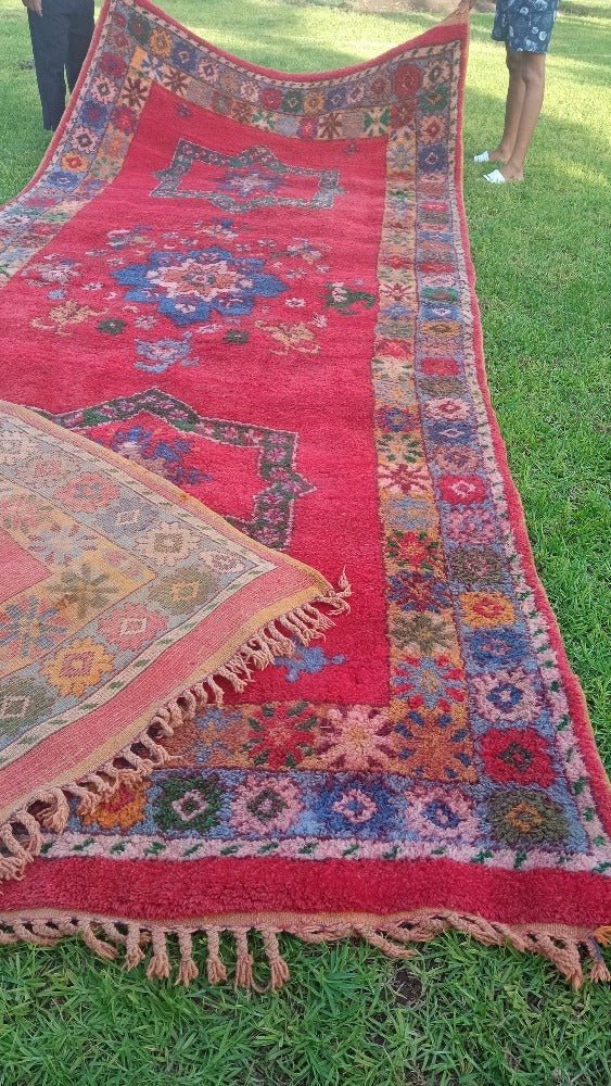 Red Vintage Moroccan Runner Rug 15×2 ft - Heritage Handmade