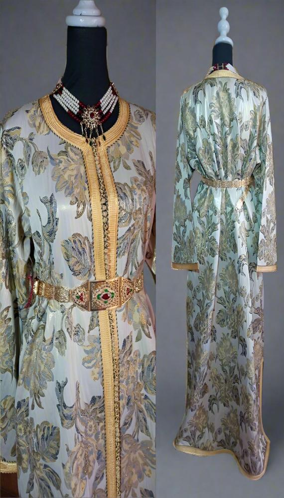 Royal Traditional Moroccan wedding Caftan fits XL to XXL with Belt - Heritage Handmade