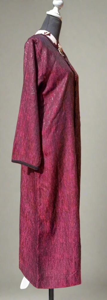 Vintage 70s Red Metallic BROCADE Caftan dress - Heritage Handmade