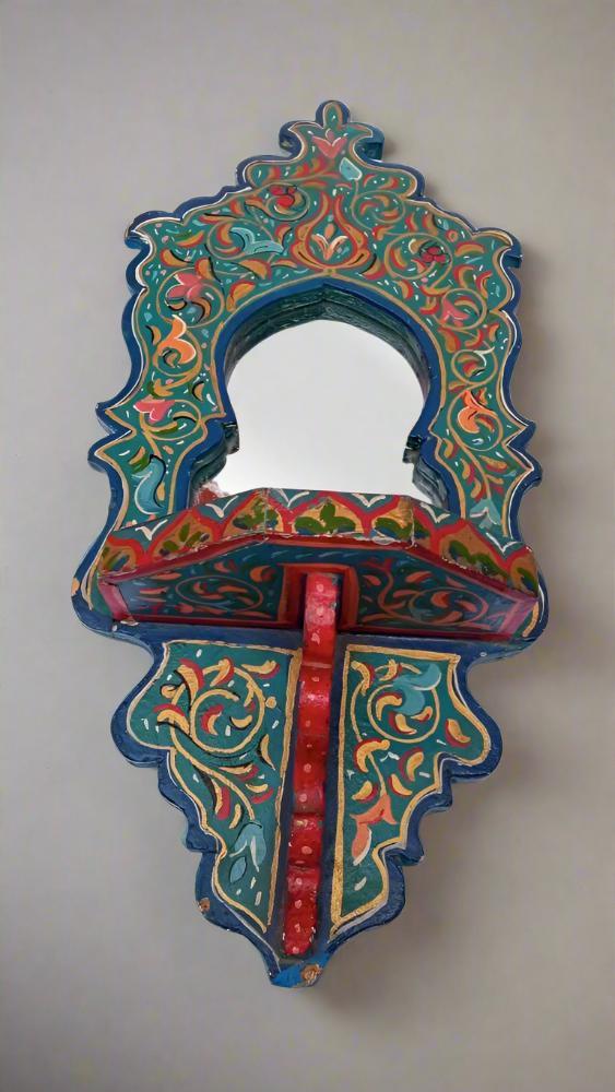 Vintage Funky painted Moroccan wooden shelf and Mirror - Heritage Handmade