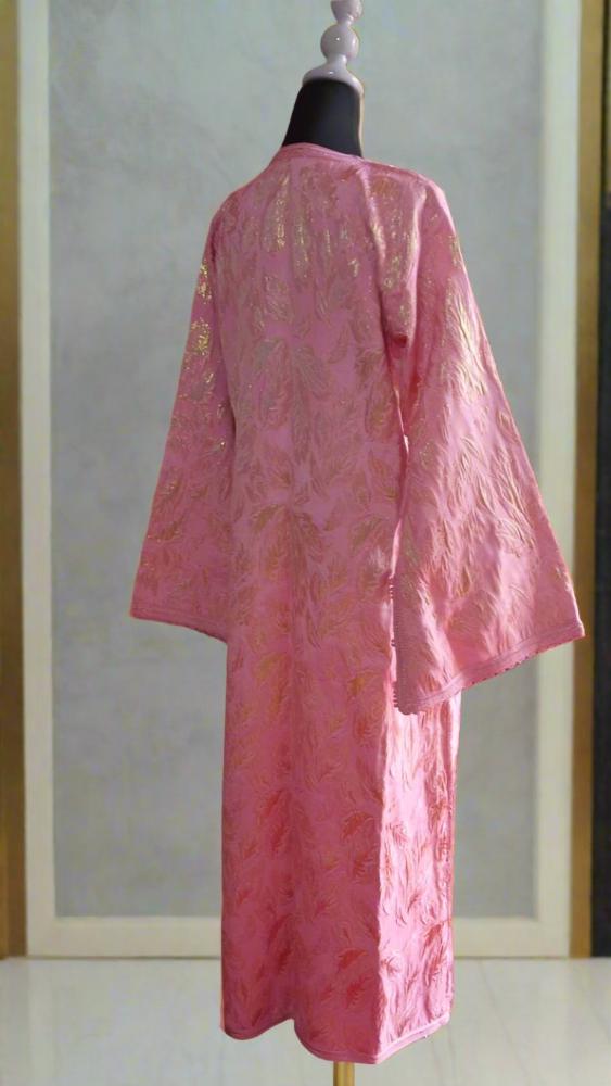 Vintage Metallic Pink BROCADE Morocco wedding kaftan - Heritage Handmade