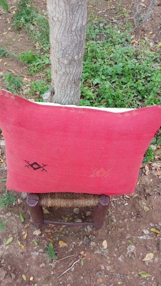 Vintage Moroccan Brick red Kilim throw pillow - Heritage Handmade
