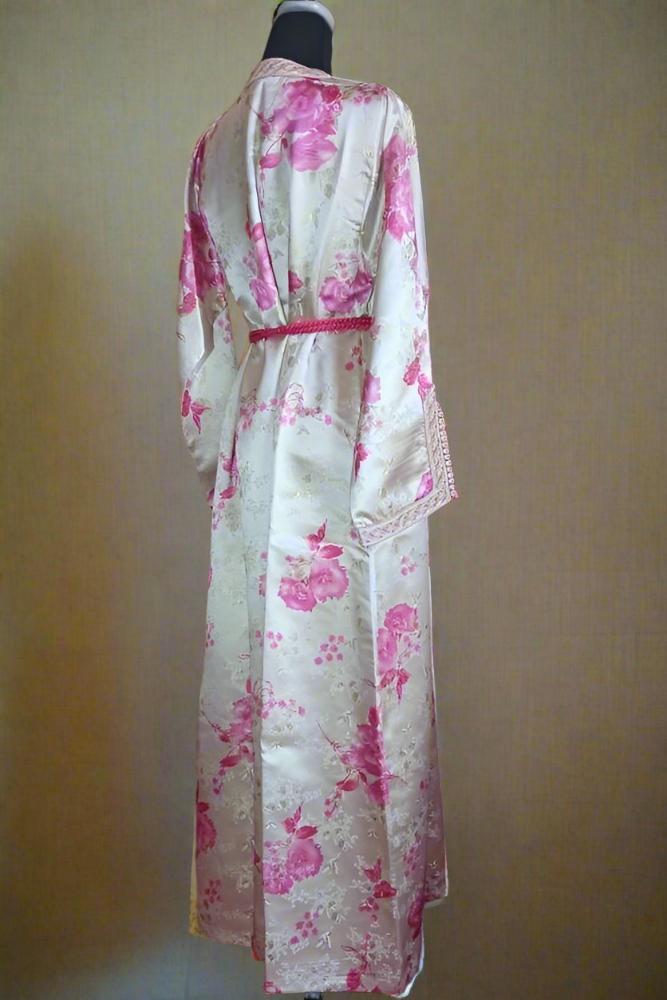 Vintage Moroccan Embroidered Metallic Caftan fleuri dress - Heritage Handmade