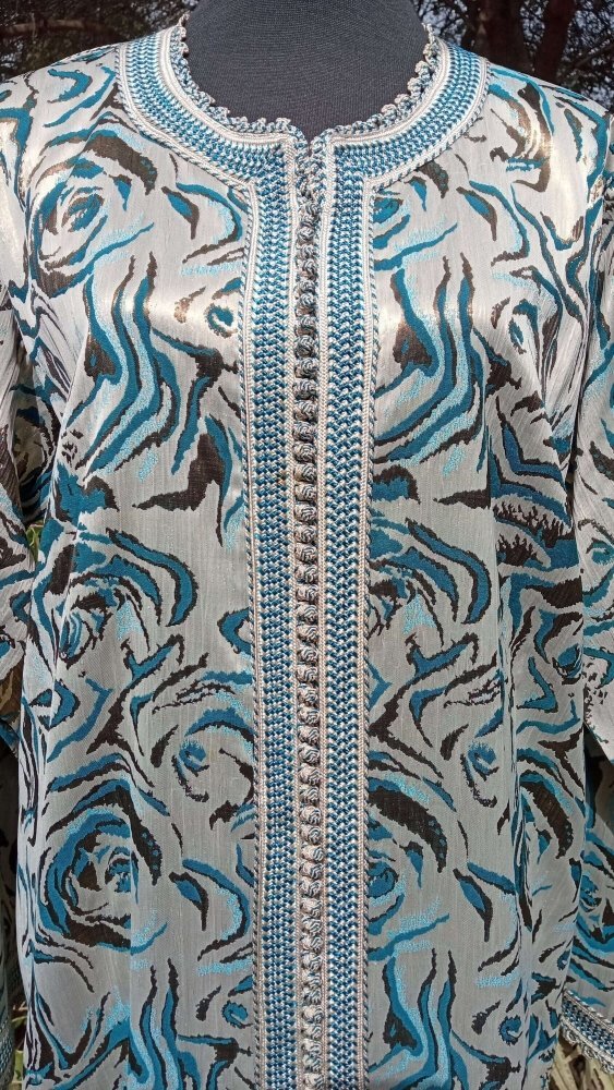 Vintage Moroccan Ivory Caftan Brocade - Heritage Handmade