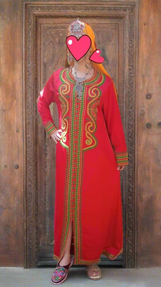 Vintage Red Berber Moroccan wedding Kaftan dress - Heritage Handmade