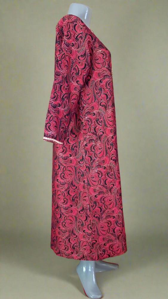Vintage Red Brocade Moroccan dress Kaftan - Red - Heritage Handmade