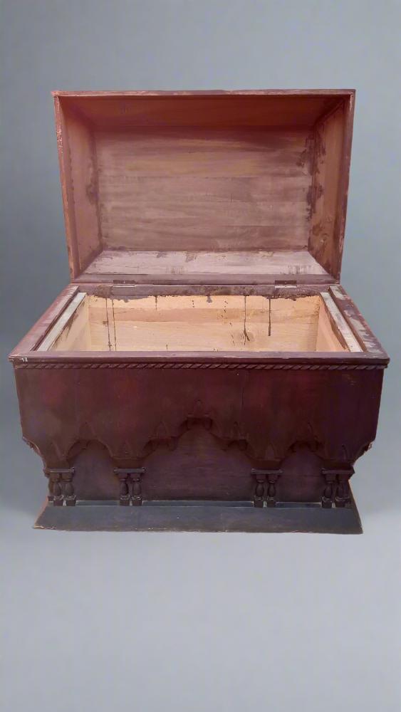 Vintage Rustic Moroccan wood Carved Chest - Heritage Handmade