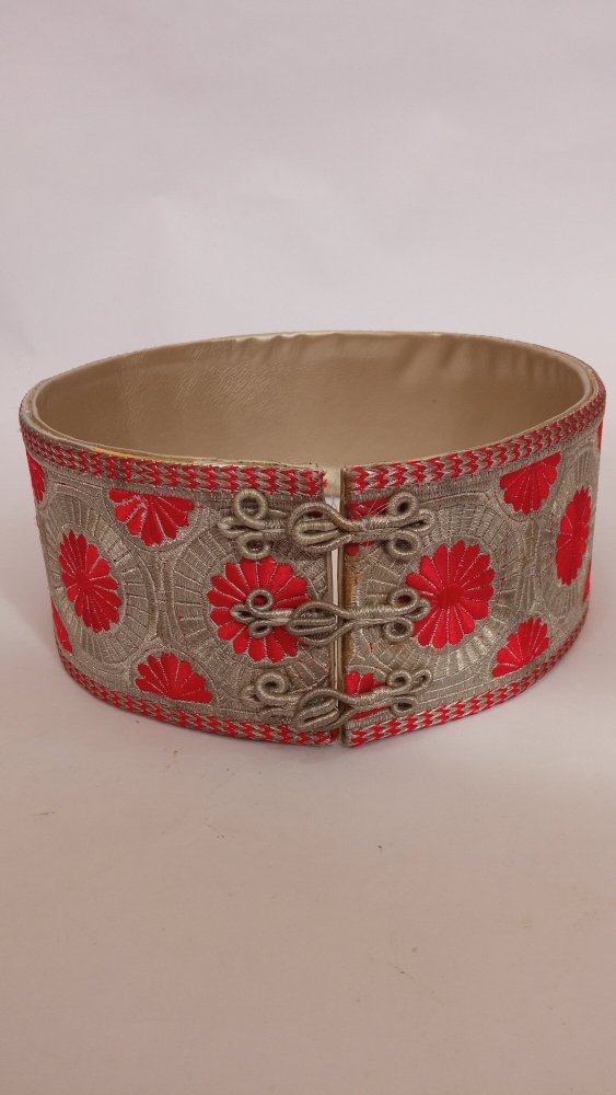 Vintage Silver and Red Moroccan wedding belt - Heritage Handmade
