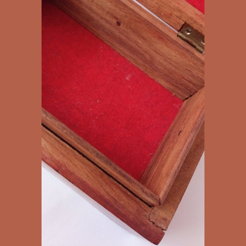 Vintage Velvet Jewelry Walnut Box - Heritage Handmade