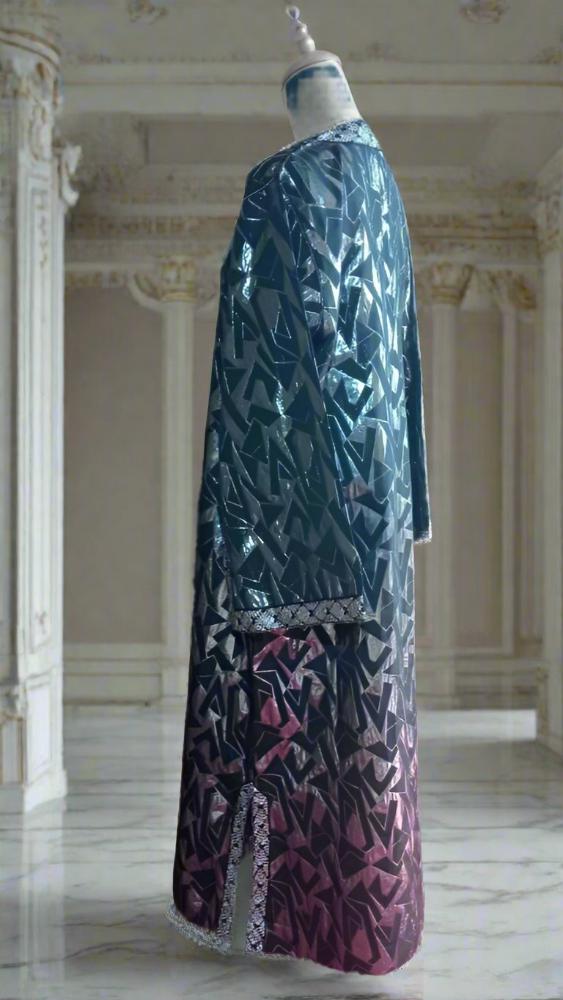 Vintage XXL Moroccan Black Metallic Brocade Kaftan dress - Heritage Handmade
