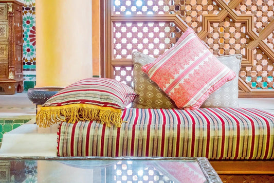 strong cedar wood mashrabia in Marrakchi riad 