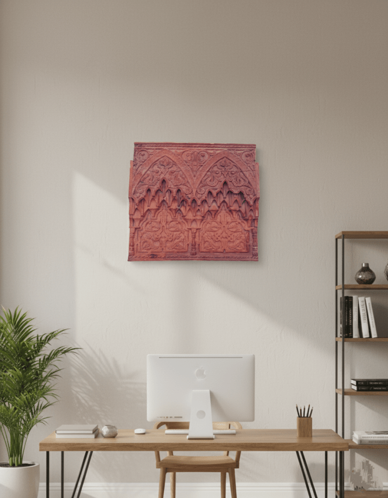 Moroccan vintage wall carved panel 