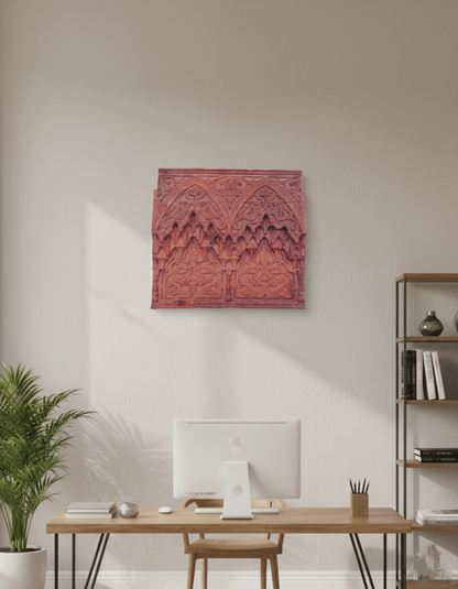 Moroccan vintage wall carved panel 