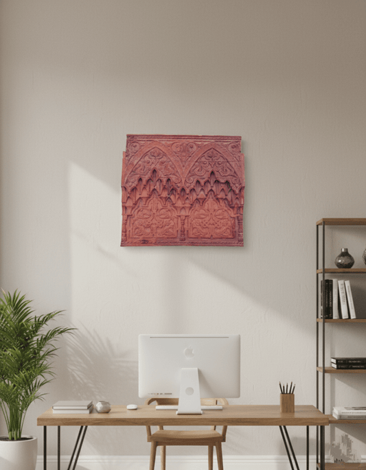 Moroccan vintage wall carved panel 