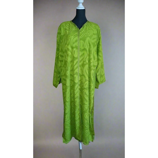 60s Vintage Moroccan Caftan 2 piece Green kaftan women - Heritage Handmade