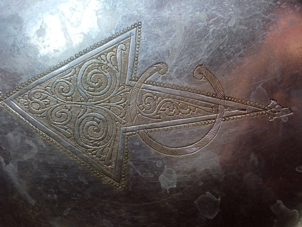 Authentic Moroccan Hand-Carved Silver Metal Tray | 30cm