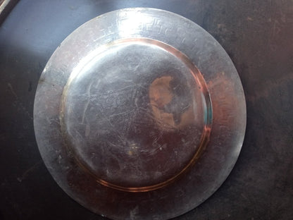 Authentic Moroccan Hand-Carved Silver Metal Tray | 30cm