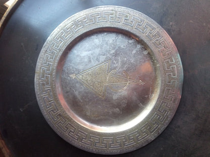 Authentic Moroccan Hand-Carved Silver Metal Tray | 30cm