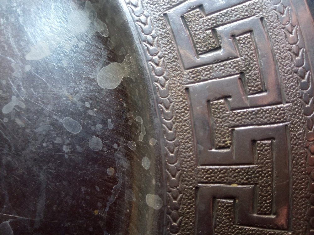 Authentic Moroccan Hand-Carved Silver Metal Tray | 30cm