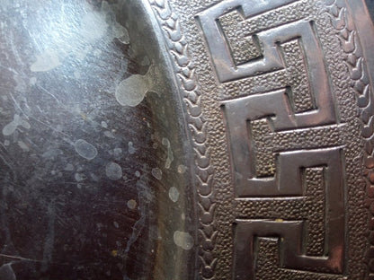 Authentic Moroccan Hand-Carved Silver Metal Tray | 30cm