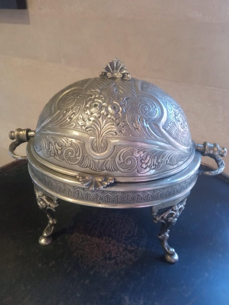 Moroccan Antique Silver Plated Chafing Dish