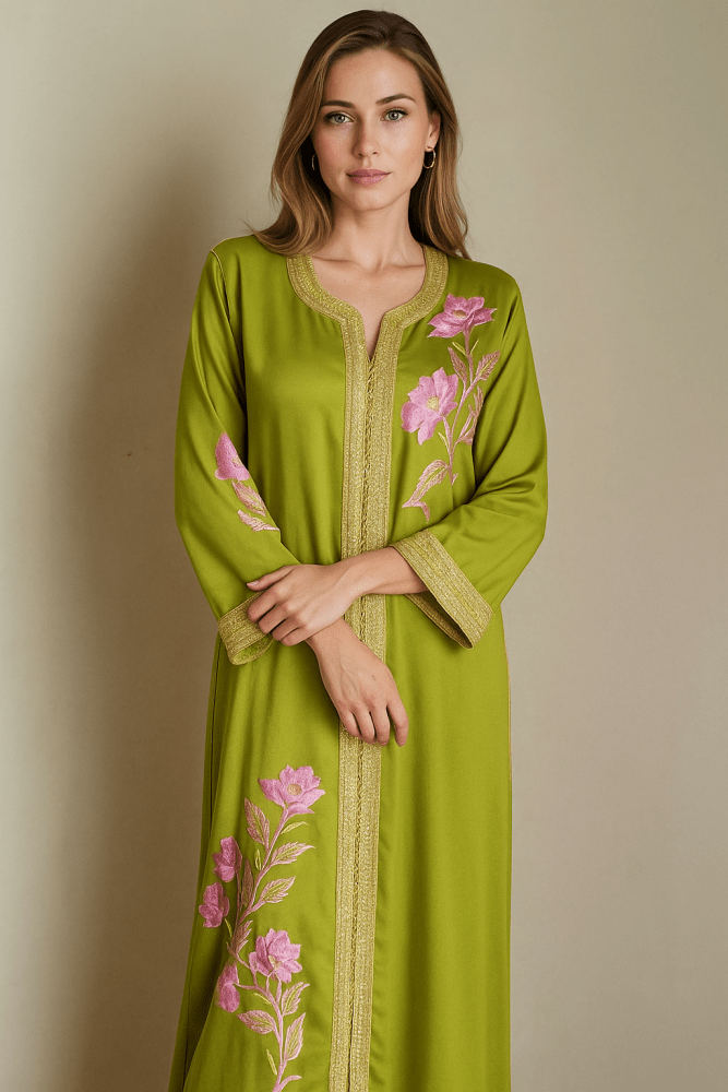 Vintage Green Silk wedding kaftan dress - Heritage Handmade