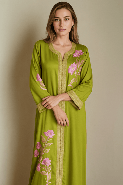 Vintage Green Silk wedding kaftan dress - Heritage Handmade