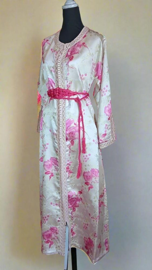 Vintage Moroccan Embroidered Metallic Caftan fleuri dress - Heritage Handmade