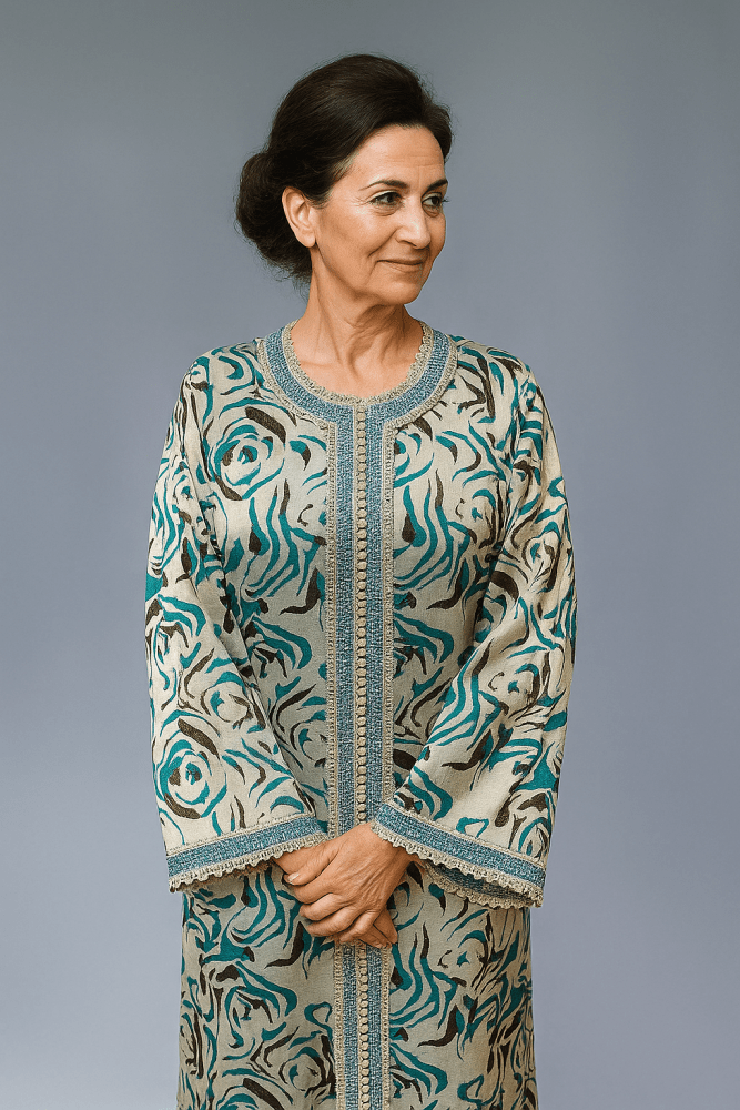 Vintage Moroccan Ivory Caftan Brocade