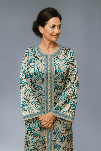 Vintage Moroccan Ivory Caftan Brocade