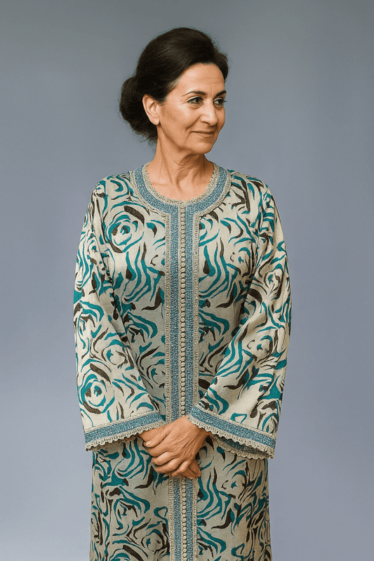 Vintage Moroccan Ivory Caftan Brocade