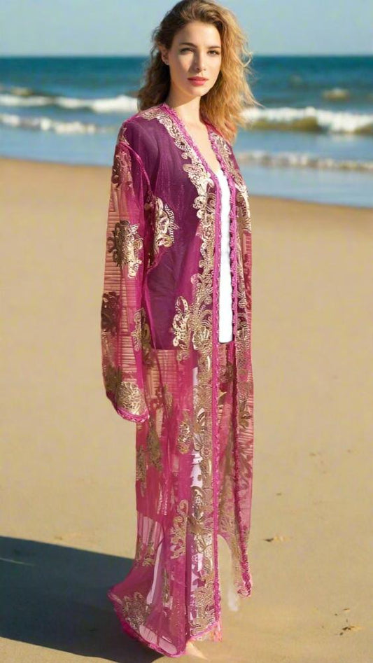 Vintage Moroccan long wear kaftan - Moroccan Cardigan - Heritage Handmade