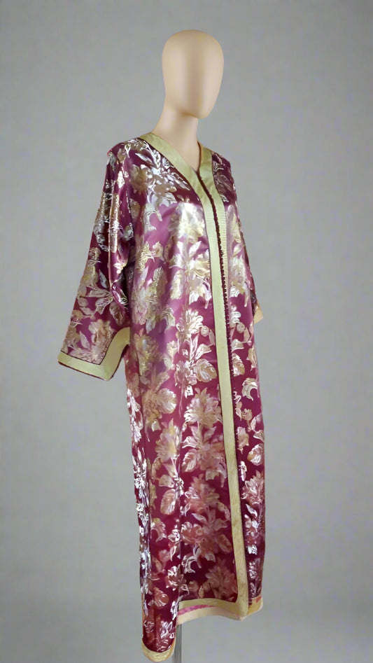 Vintage Moroccan Metallic Brocade kaftan dress - Heritage Handmade