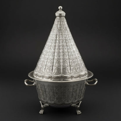 Moroccan vintage silver plated tagine 