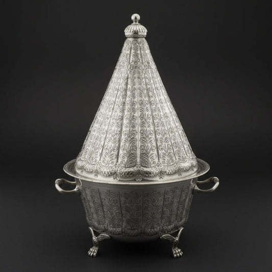 Moroccan vintage silver plated tagine 